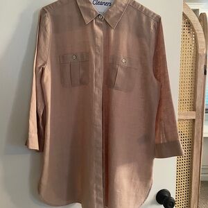 Chico's Tan No-Iron Linen Shirt